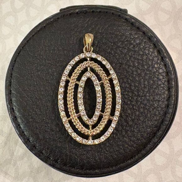 Gold Tone and Crystal Oval Pendant - Picture 1 of 3